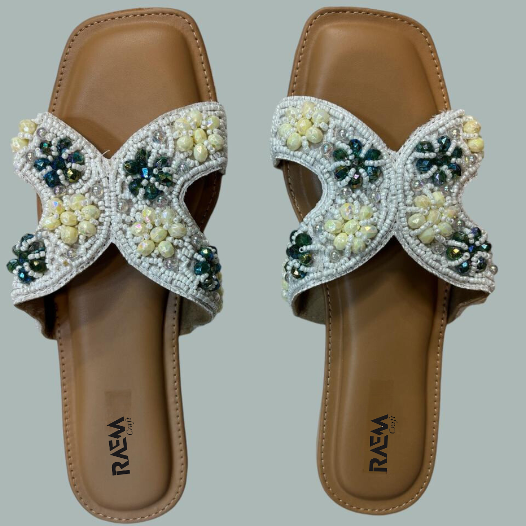 Elegant Beaded Slip-On Sandals