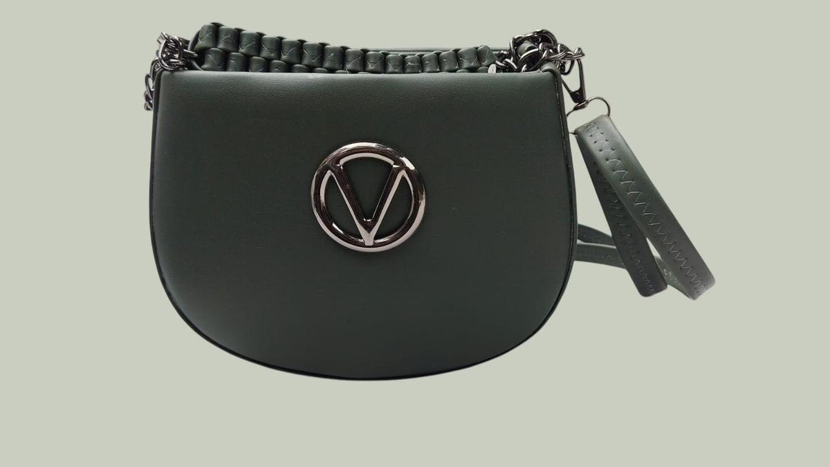 Sleek Green Crossbody Bag with Signature Accent