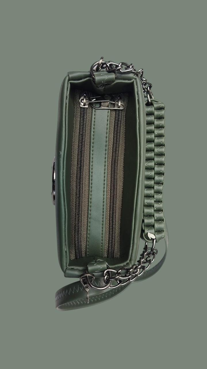 Sleek Green Crossbody Bag with Signature Accent